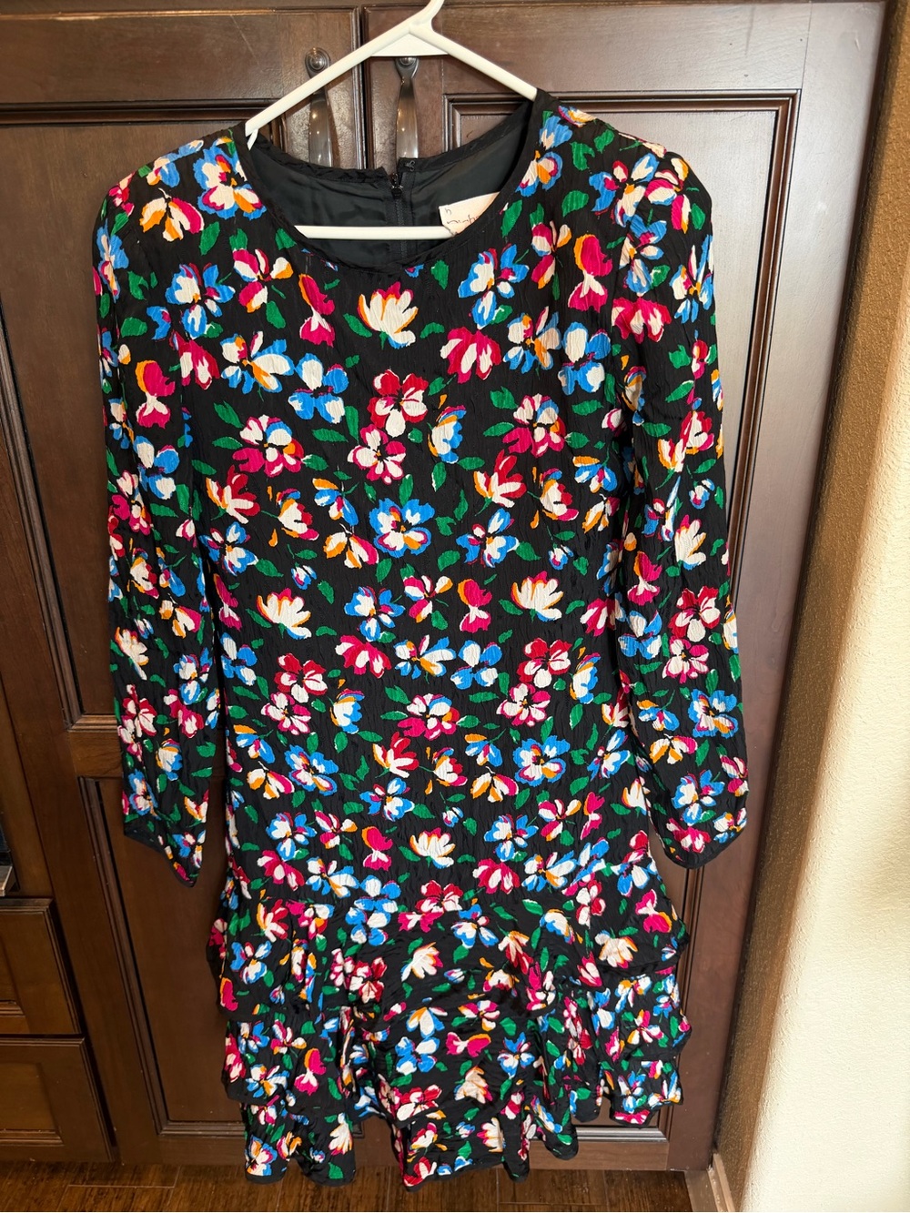 Richard Warren 1980’s silk floral drop-waist dress featuring long sleeves 8